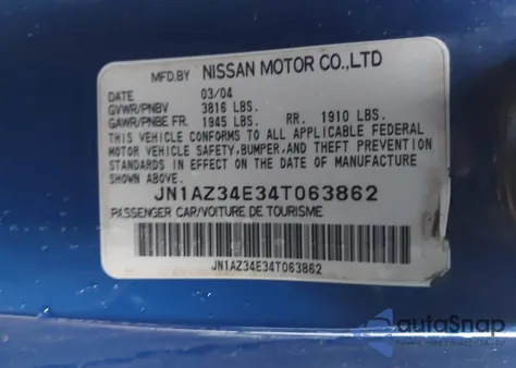 2004 Nissan 350Z Coupe из США, поврежденный, VIN JN1AZ34E34T06382